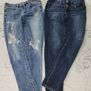 2 For $13.00 American Eagle Outfitters Distressed and Dark Wash Jeans Jeggings
